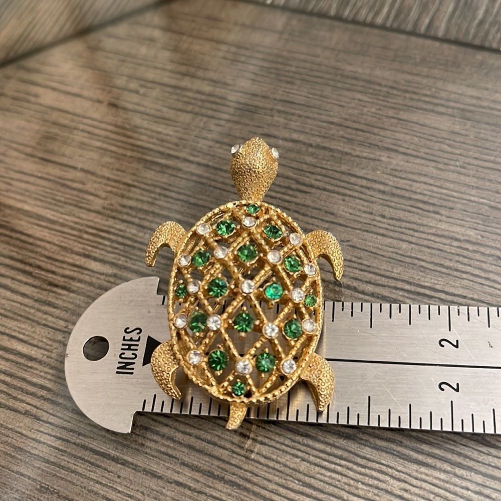Vintage Lisner Rhinestone Turtle Pin - Picture 15 of 16